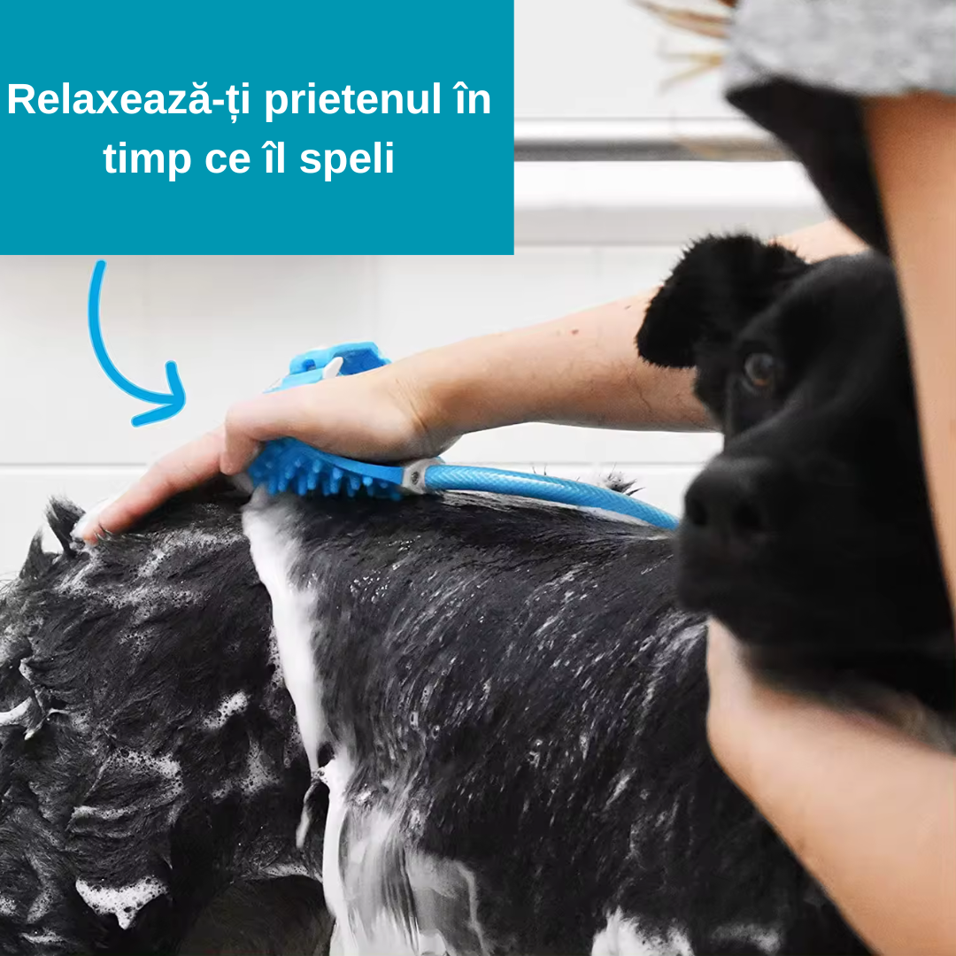 Aquapaw - Perie duș căței cu furtun silicon tip extensie robinet