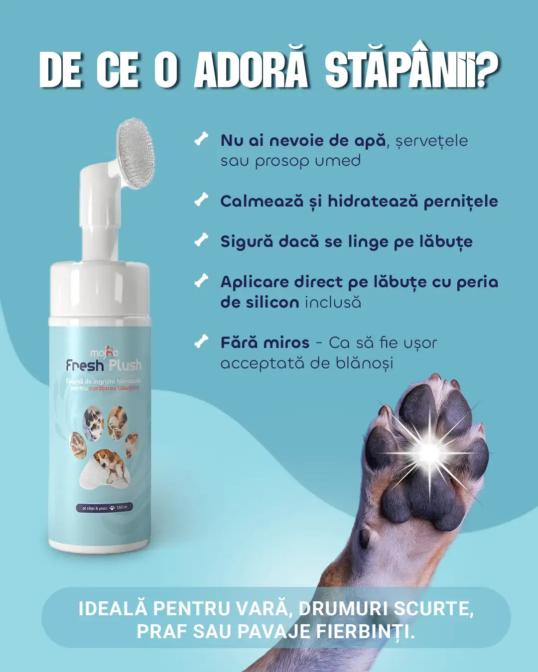 Spumă de curățare lăbuțe pentru căței și pisici