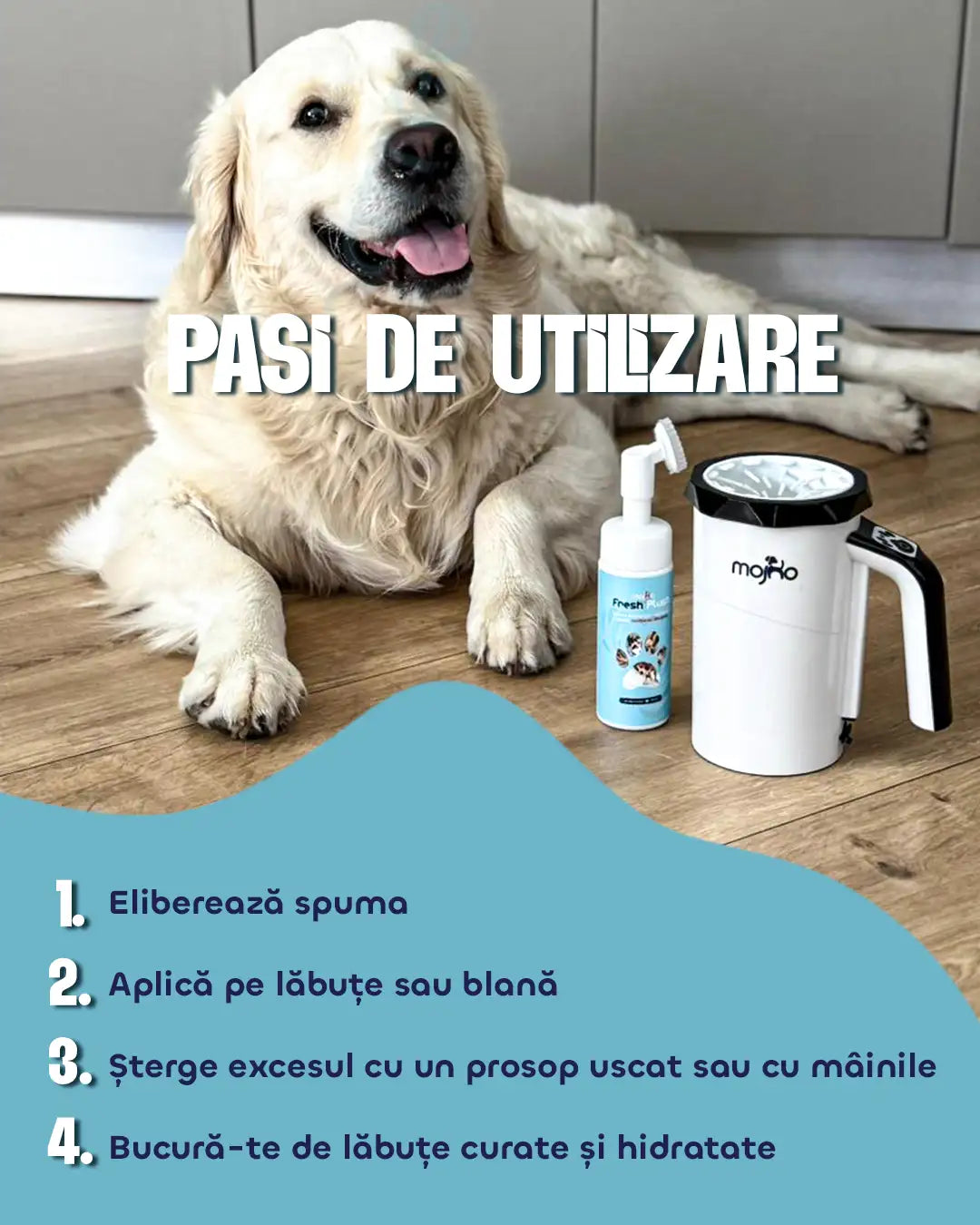 Spumă de curățare lăbuțe pentru căței și pisici