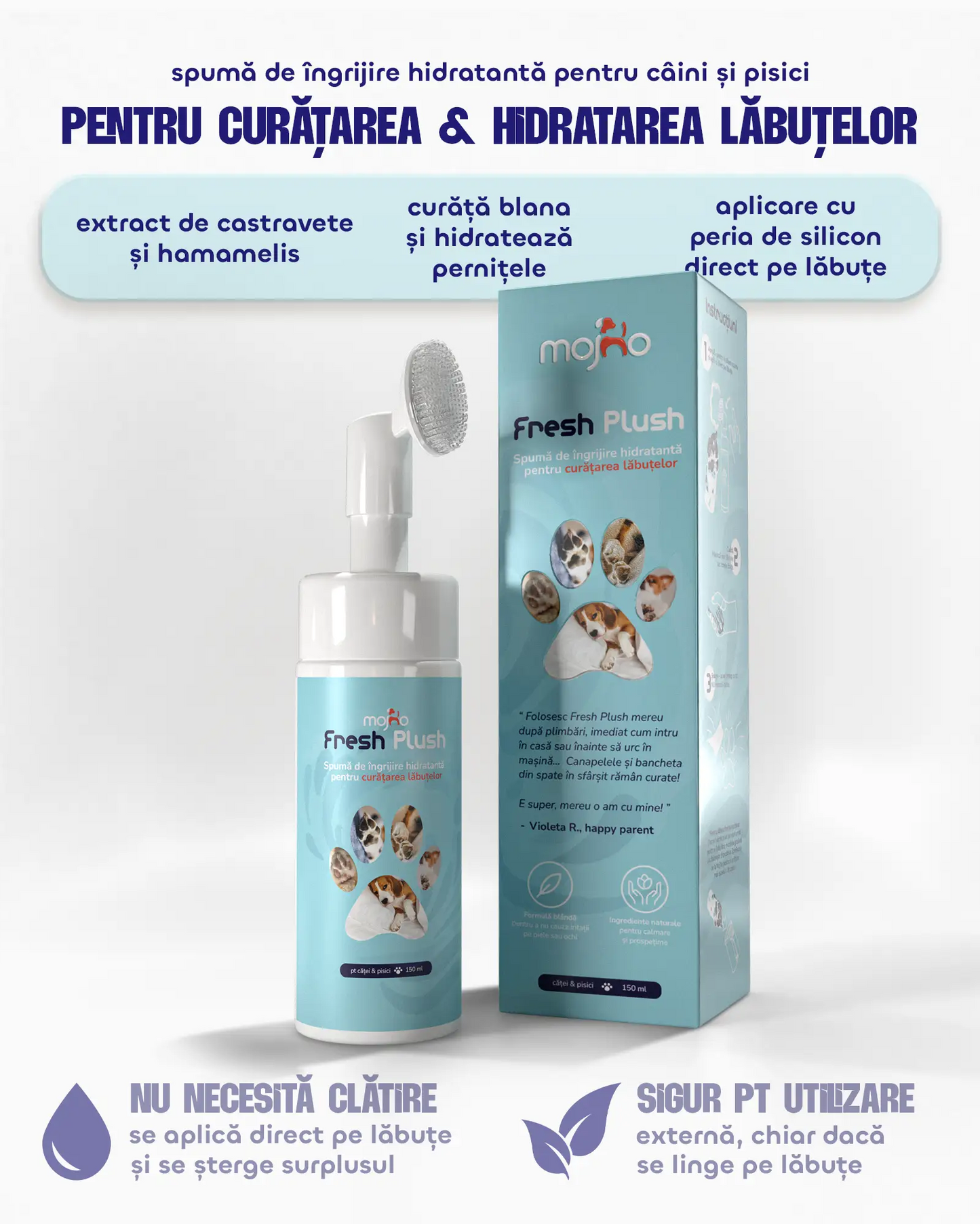 Spumă de curățare lăbuțe pentru căței și pisici