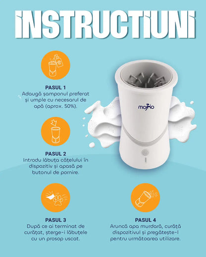 Curățător automat de lăbuțe cu peri moi din silicon Mojho Spin Buddy