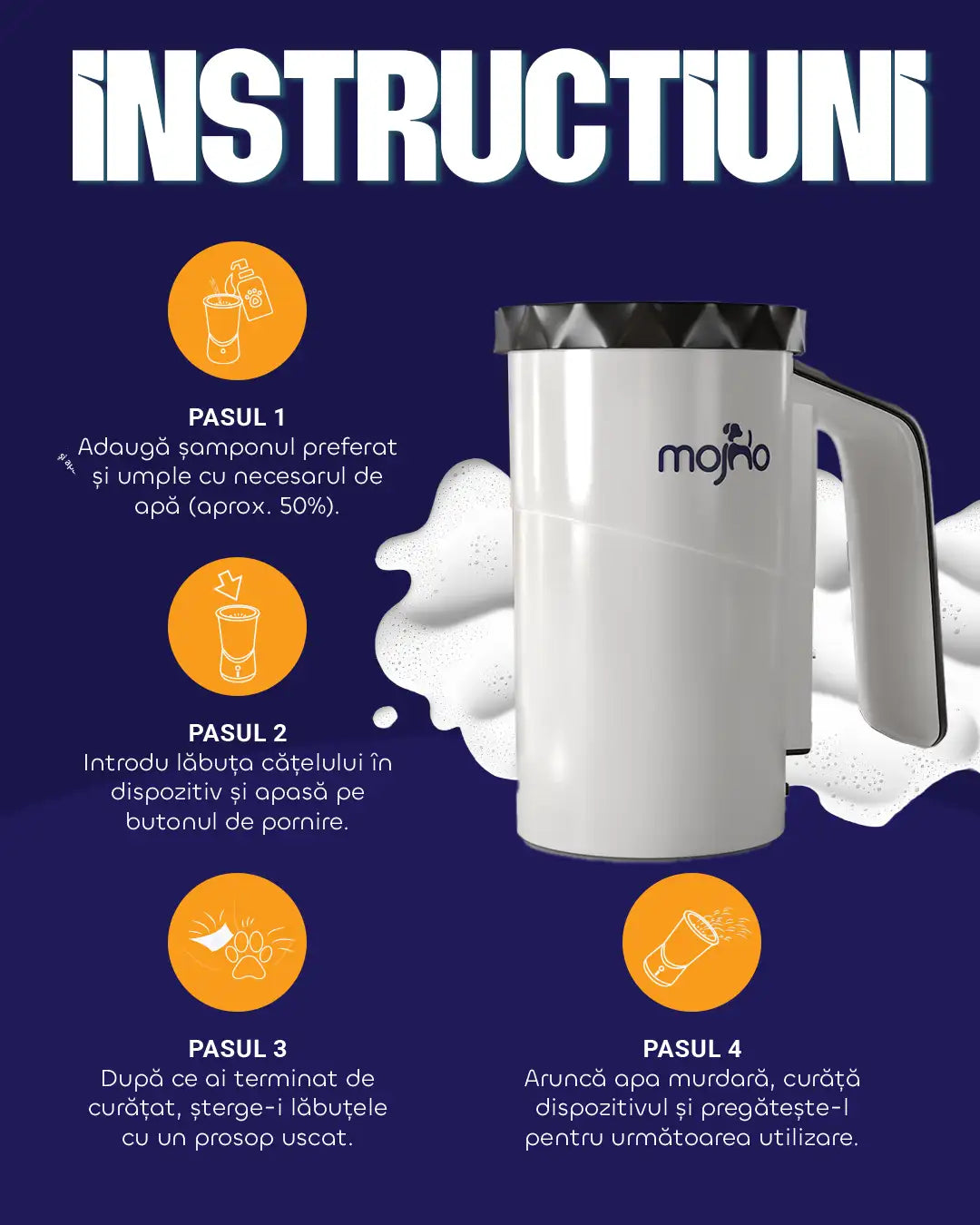 Curățător automat de lăbuțe cu peri moi din silicon Mojho Spin Buddy