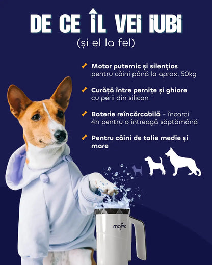 Curățător automat de lăbuțe cu peri moi din silicon Mojho Spin Buddy