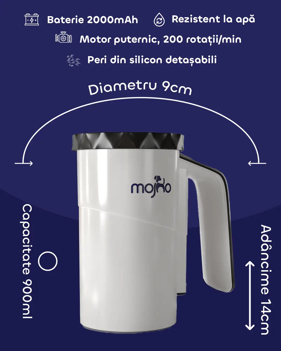 Curățător automat de lăbuțe cu peri moi din silicon Mojho Spin Buddy